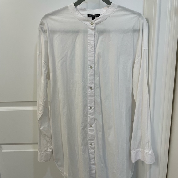 Eileen Fisher Tops - Eileen Fisher oversized white collarless shirt